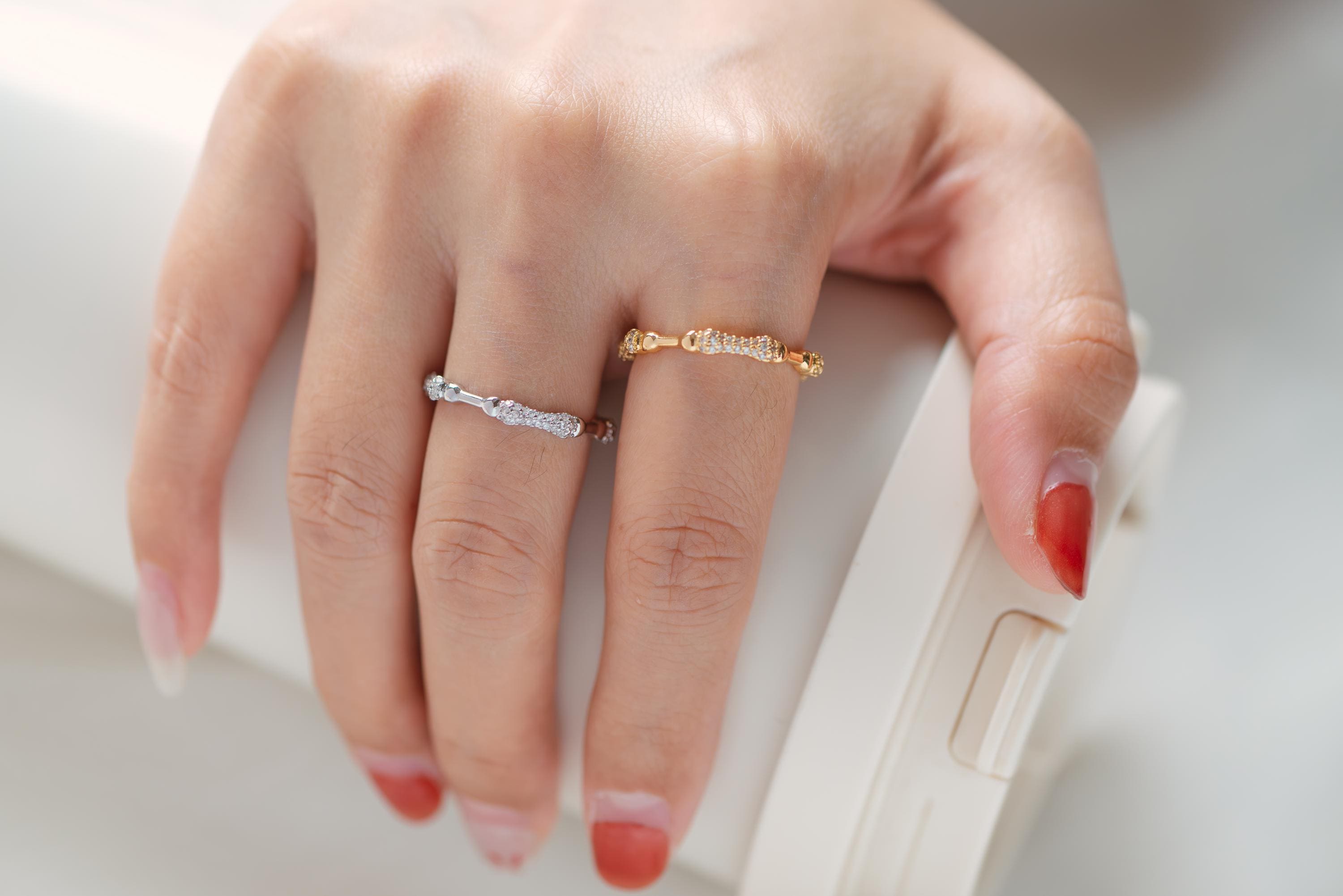 4pcs CZ Pave Gold Finger Ring, Bone Ring, Everyday Ring, Modern Style Ring, Fashion Rings, Dainty Rings (#JZ-009)